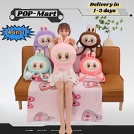 (Malay spot) Cute cartoon 4 in1(pillow+blanket+Hand Warmer+Backpack) labubu 2 in1 Kuromi Melody capy