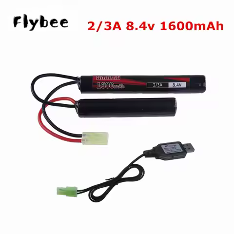 8.4V 1600mAh Airsoft Battery for H VFC HK416 CQB Rifle parts 8.4V NIMH Butterfly Nunchuck Battery wi