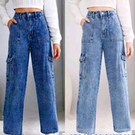 Ladies [High Quality] Cargo six pocket Non-streatchable Denim jeans [24-36]
