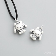 Material Pure Silver Bracelet Braided Rope Pendant DIY Accessory Puppy Pendant3D Necklace S999Handma