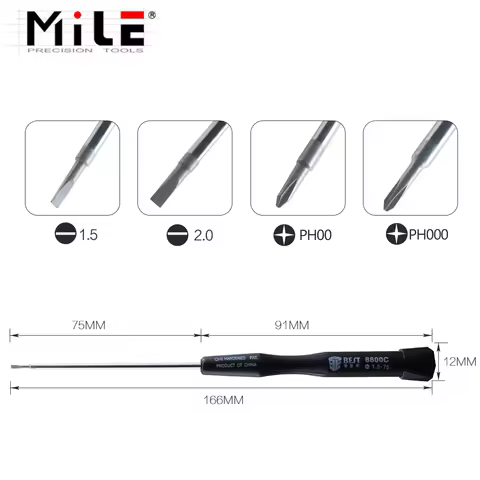 75mm Lengthened Magnetic Screwdriver PH00 PH000 1.5 2.0 Slotted Flatted Head For Mobile Phone Comput