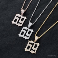 Street Wear Zircon Jewelry ins European American Singer 69 Hip-Hop Pendant Rap 6ix9ine Micro-Inlaid 