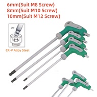 6mm 8mm 10mm CR-V T-Handle Handle Allen Wrench Long Arm Hex Key Wrench T Handle Inner Hexagon Wrench