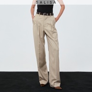 10.10 SALISA - PANTS PLEATED FW25 Herringbone Beige *PRE-ORDER 1 WEEK* (สายเข็มขัดถอดได้) กางเกงเอวพ