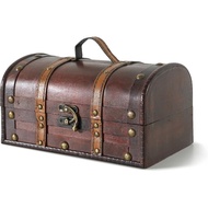 SLPR Wooden Storage Box with Hinged Lid and Handle - 11" x 7" x 5.7", Small Decorative Wood Treasure