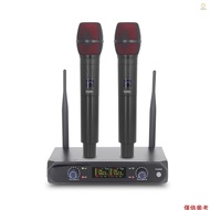 ADO)Wireless Microphone System with 2 Handheld Mic VHF UHF Wireless Microphone for Home Cinemas Sound Cards Speakers Mixers Low-frequency Professional Cordless Dynamic Microphones