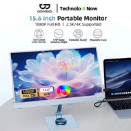 GOOJODOQ Portable Monitor With Dual Speakers 15.6'' 1920*1080P 4K FHD For Laptop IPS Display iPad/PC