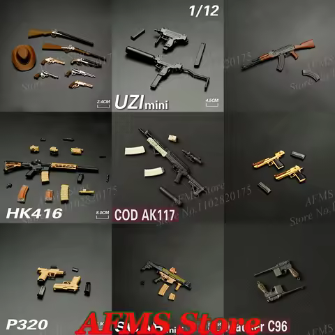 1/12 Scale Soldier Weapon Gun Special Forces Weapon Props MK18 WALTHER P38 M249sw T5000 UIZ AK117 HK