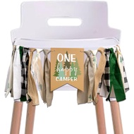 Banner One Happy Camper High Chair - Banner Camping Wild One, Hiasan Pesta Ulang Tahun Pertama Lumbe