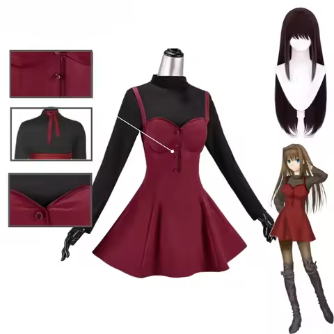 Aoko Aozaki Cosplay Costume From Mahoutsukai No Yoru Anime Role Play Outfit for Women Dress and Wig 