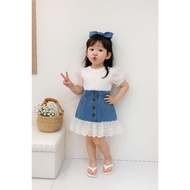 Paris Denim Kid Set Missy Kid Set Cute Girls' Clothing Set Trendy Girls' Outfit Ro