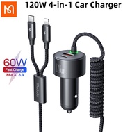 Mcdodo 120W 4-in-1 Car Charger Full-car Sharing Built-in Cables Freely Retractable Design(Type C+Lig