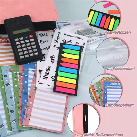 REST A6 Budget Planner with Calculator Zip Budget Binder Budget Planner Made with Envelopes for Mone