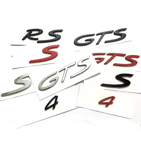 High Quality 3D Letter Rear Trunk Logo Emblem Badge Sticker for GTS GT1 GT2 GT3 GT4 RS S 4 Car Styli