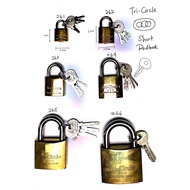 TRI-CIRCLE BRASS PADLOCK   [3 Keys]  261 262 263 264 265 266 L264 L265