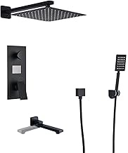 Shower System with Digital Display, 3 Function Shower Faucet Set with Square Rain Shower Head, High Pressure Shower Combo Set for Bathroom,8inch Yearn for