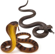 AceOrbit 2 Pcs 47 Inch Rubber Realistic Snakes Large Fake Garden Snake to Keep Birds Away Scare Squi