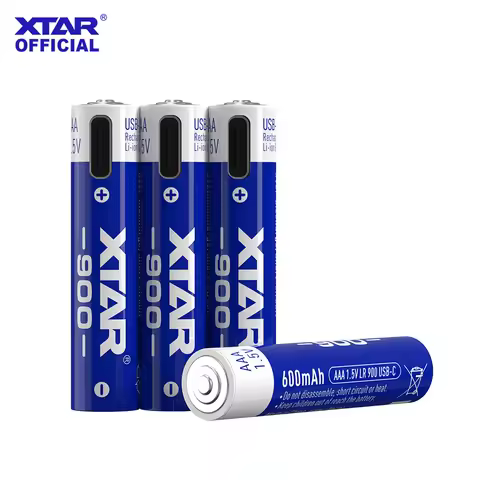 XTAR 1.5V AAA LR 900 USB-C Rechargeable Battery 600mAh 1.5H Fast Charge USB-C Direct Charge 800 Cycl