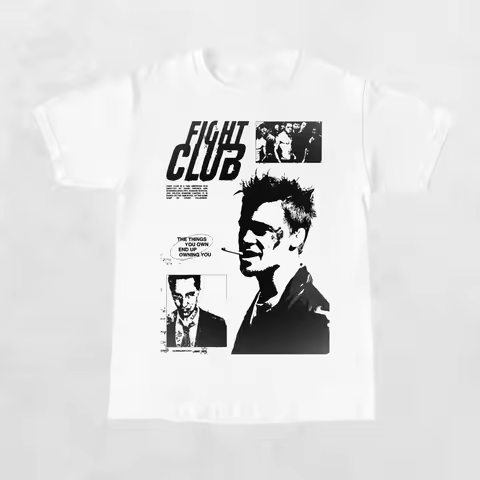 90s movies, summer t-shirts, men's and women's fighting club, retro pattern short-sleeved streetwear