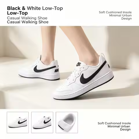 Hot Nike Women's Court Borough Low (Gs) Breathable And Comfortable Casual Fashionable Low-Top Sneake
