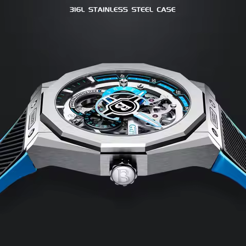BONEST GATTI BG7601 Men Automatic Mechanical Watch Sapphire Crystal Waterproof Luminous Rubber Strap