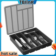 Silverware Organizer with LidCovered Utensil Tray for Kitchen Drawer and Countertop Plastic Cutlery