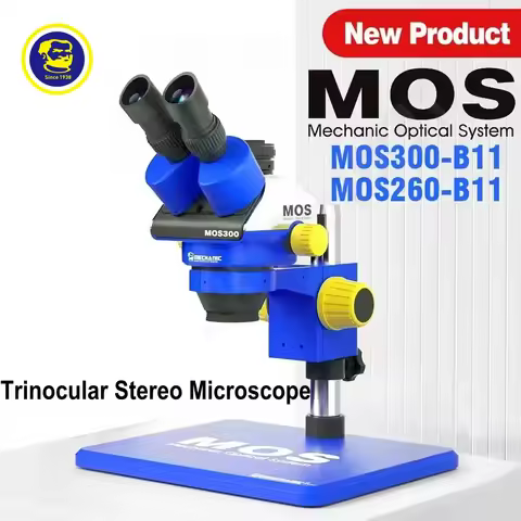 MECHANIC MOS260-B11/MOS300-B11 6-45X Trinocular Stereo Microscope With WF10X22MM Eyepiece CTV 2/5 Ad
