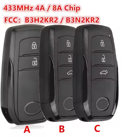 2 / 3 Buttons 433MHz 4A / 8A Chip Smart Remote Car Key Fob for Toyota Yaris 2020 2021 2022 2023 2024