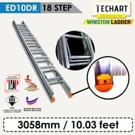 Original WINSTON ED10DR 18 Rungs Premium Aluminium Double Pole Ladder with Sirim