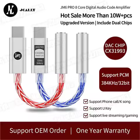 JCALLY CX31993 Hifi DAC Type-C to 3.5mm Digital Audio Decoding Portable Headphone Amplifier DAC Type