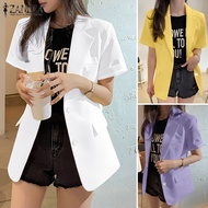 Esolo ZANZEA Korean Style Women Lapel Short Sleeve Work Blazer Coat Casual Jackets Outwear Plus KRS #10