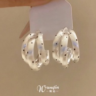 Silver Dots Three Loop Earrings