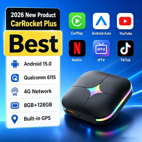 Android 15 CarRocket Android Auto Wireless CarPlay AI TV Box QCM6115 SM6225 8-Core Split Screen 64G 