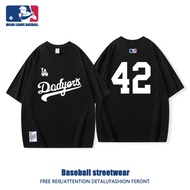 MLB LA Dodgers Black Tee, Back No.42 Print, S - 5XL Available, Street Fashion Essential