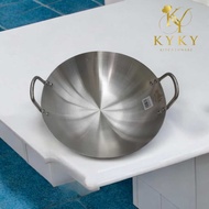 Frying Pan - Wok Kwali Stainless steel Handle 2 handles 14 inch 36 cm