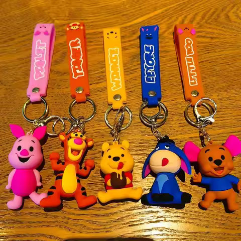 Disney Winnie the Pooh Piglet Cartoon keychains Cute Keychain Pendant Wallet Decoration Keychain Pin