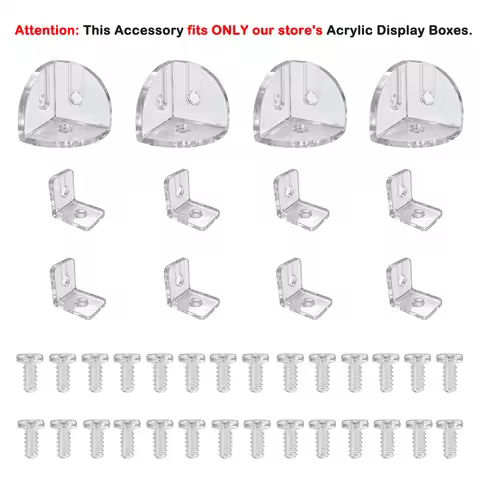 Acrylic Display Box Assembly Kit – Corner Brackets, L-Connectors & Screws (Exclusive Fit for Our Sto