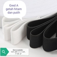 Getah Kain Putih dan Hitam Gred A / Polyester Elastic Band White and Black Grade A (1 roll/1 gulung)