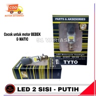 Lampu Depan Led Motor Beat Warna Putih MIo 2 SISI Motor Bebek Honda Yamaha H6 - TYTO - WARNA PUTIH - 91 VARIASI