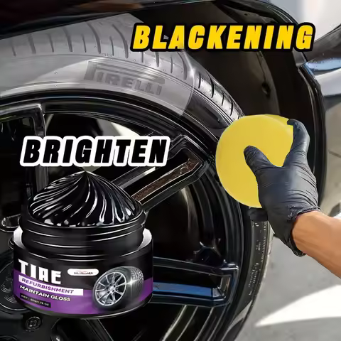 Tire polishing wax, shiny black, restores tire gloss and enhances tire appearance, preventing oxidat