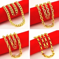 Emas 916 Lelong Chain Men Gold Plated 916 Necklace Classic Style Wedding Jewellery Rantai Leher Vira