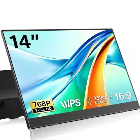 AHXJKA 14 Inch Portable Monitor 1366×768 HD IPS 72% SRGB VESA With Type-C Mini HDMI For Phone Laptop