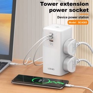 LDNIO PD Multifunctional Universal Desktop Power Adapter With 4x USB Ports Type-C Tower Extension So