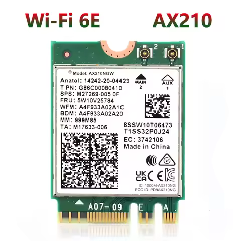 WiFi 6E Bluetooth 5.3 AX210 M.2 Wireless Card 5374Mbps 2.4Ghz 5Ghz 6Ghz 802.11ax Wifi Adapter For la