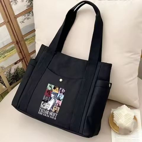Taylors Swifts Canvas Shopper Bag for Women Popular Singer Merch Handbags Fashion Korean Shoulder Ba