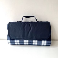Navy Blue Checkered Large Picnic Mat 海軍藍色格仔絨布大野餐墊