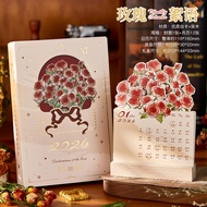 2026 Rose 3D Desk Calendar Retro Simple Business Calendar New Year High Aesthetic Literary ins Creat