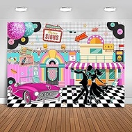 50s Retro Backdrop 7x5ft Back to 50s Rock and Roll Retro Diner Party Decorations Background Back to 