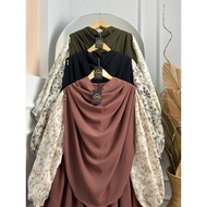 DFM - ARUMI Set Motip Syar’i Pasmina Oval Gamis Syar’i Wanita Bahan Crinkle Airflow