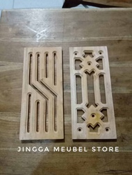 Ukiran Kayu Ornamen Ukir Loster Minimalis Ukir Loster Roster Kayu 13x30 cm isi 10 pcs